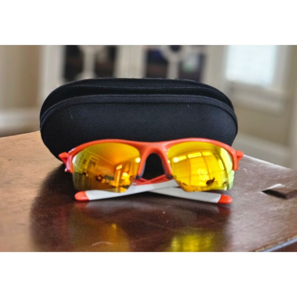 ORANGE AND WHITE FRAME YELLOW IRIDIUM LENS OAKLEY HALF JACKET 2.0